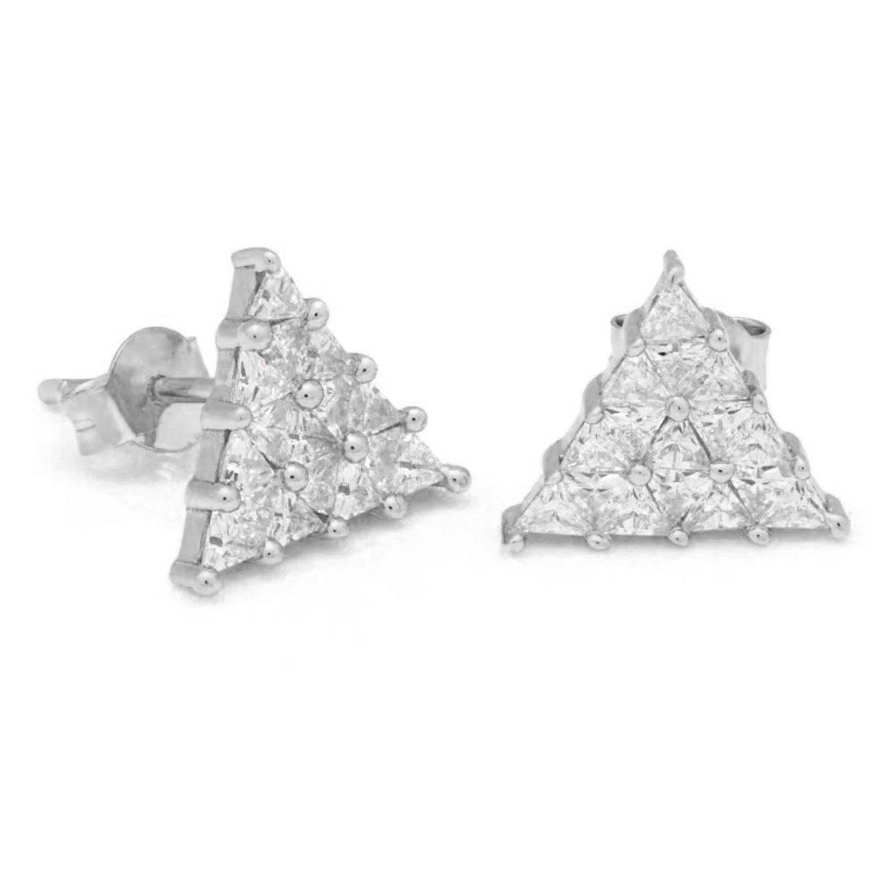 

Exquisite Hip Hop Iced Out Stud Earrings for Men Piercing Triangle Squares Zircon Threaded Ear Needle Punk Rapper Zircon E151