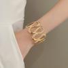 S/Round Shape Irregular Wide Bracelet Wave Opening Retro Hand Ring Zinc Zinc Alloy Wide Opening Bangle  Gift