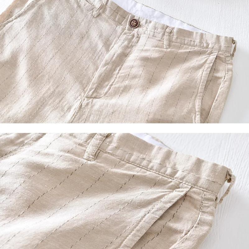Summer Fashion Striped Men's Shorts Breathable Beach Baggy Short Pants Harajuku Style Daily Casual 55linen45cotton Shorts Youth