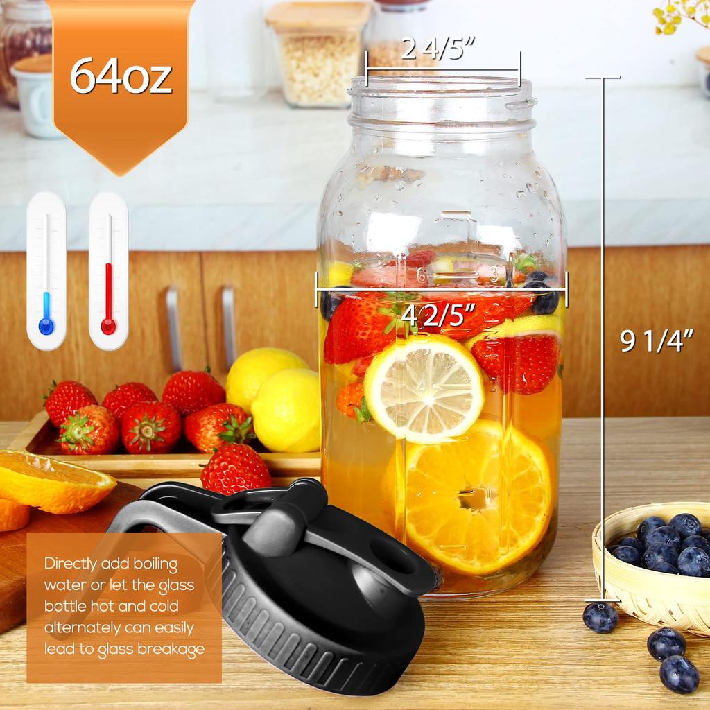 09/1.8L Cold Brew Coffee Maker With Stainless Steel Filter, Glass Coffee Pot,Leak Proof Lid, Make Iced Tea Juice Milk for Fridge