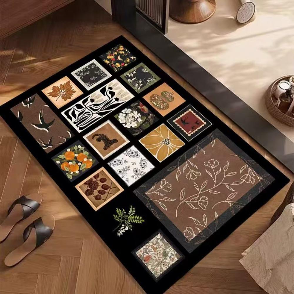 Vintage Patchwork Carpet Mat Rug Botanical Animal Pattern Design Home Decoration Floor Mat Floor Mat Welcome Mat Home Mat