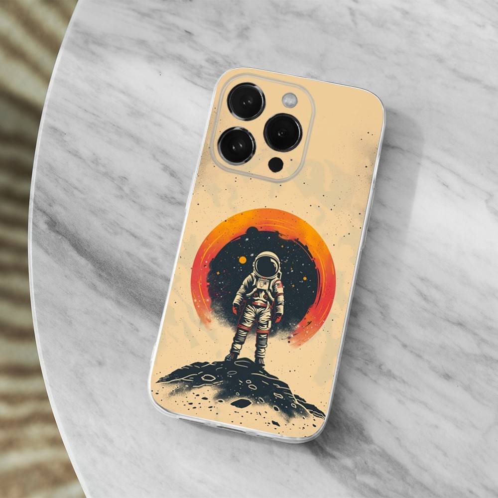 Cute Cartoon Astronaut Case For iPhone X,XS,SE,12,15,Pro,17,Plus,11,Max,13,XR,14,16,Mini,Transparent Soft Cover