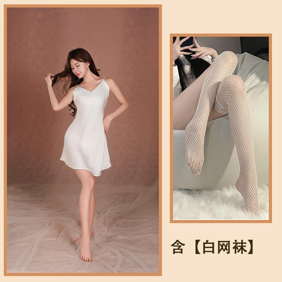 Sexy Unterwäsche Strapsnachthemd Damen Sommer Eis Seide Rückenfrei Übergröße High-End Pure Desire Sexy Pyjamas