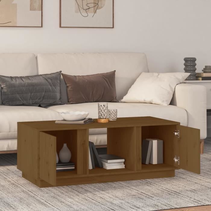 814427 vidaXL Coffee Table Honey Brown 110x50x40 Cm Solid Pine Wood