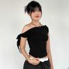 Women's Asymmetrical Off-the-Shoulder Solid Color Summer Top