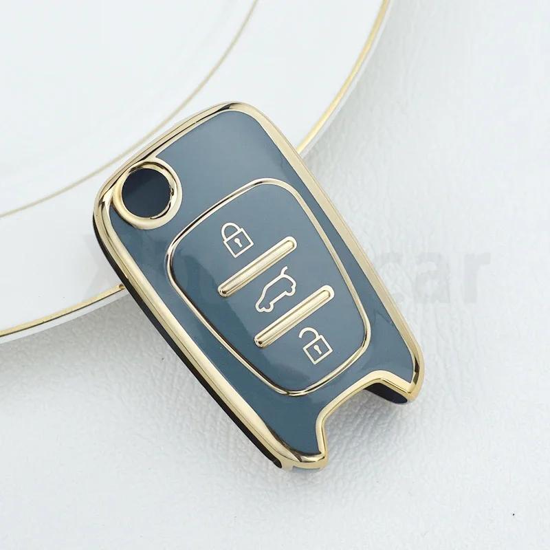 For Hyundai I20 I30 Ix20 Ix35 Elantra Accent Soft Tpu Car Flip Key Case Cover Car Key Protection Shell Auto Interior Accessories