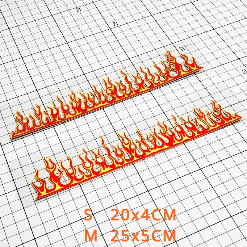 2PCS Flame Car Stickers Window Bumper Body Windshield Decoration Motorcycle Fuel Tank  Side Panels Vinyl Decals Car Accessories Length  25CM