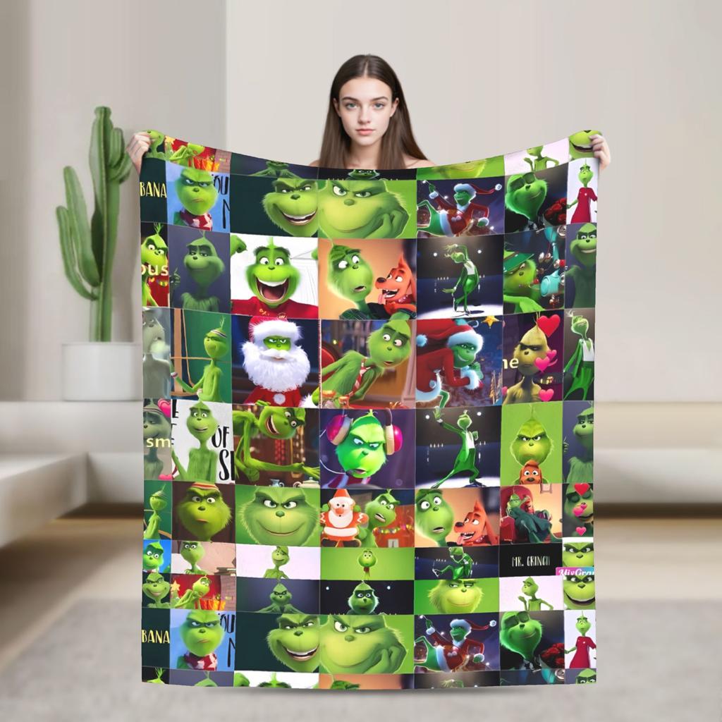 G-Grinchs Weihnachtsplaid Reisebüro Flanell Bettwäsche Überwürfe Für Schlafzimmer Super Weich Individuelle Qualität Tagesdecke Geschenkidee