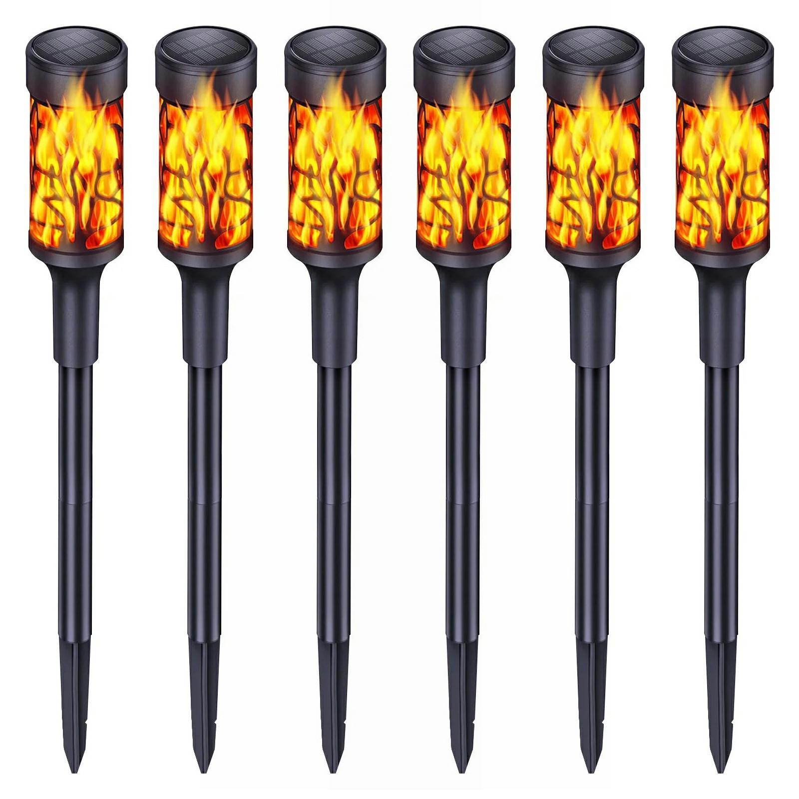 

6Pcs Solar Powered Flame Lights Waterproof Outdoor Garden Lawn Lamp Infrared Sensor Ground Stake Light A