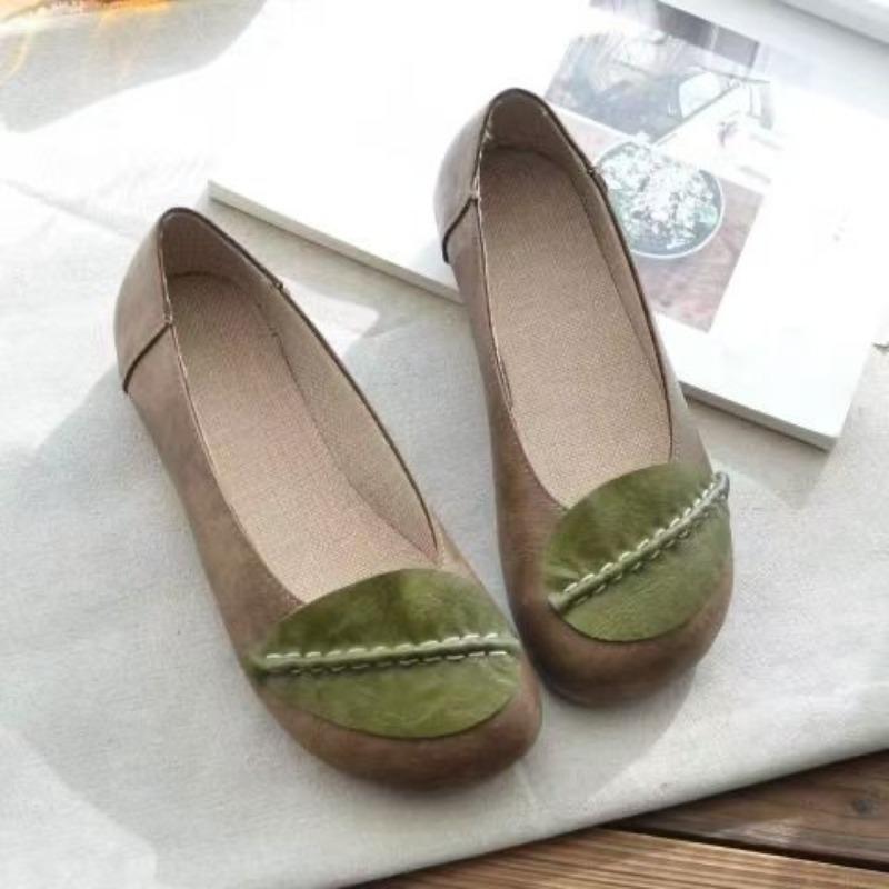 Nuove scarpe singole autunnali in cotone e lino, stile letterario e retrò, con apertura leggera a forma di foglia, punta rotonda, suola morbida, versatili e comode, da donna