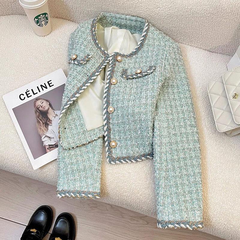 Chic Button Crop Coats Women Spring