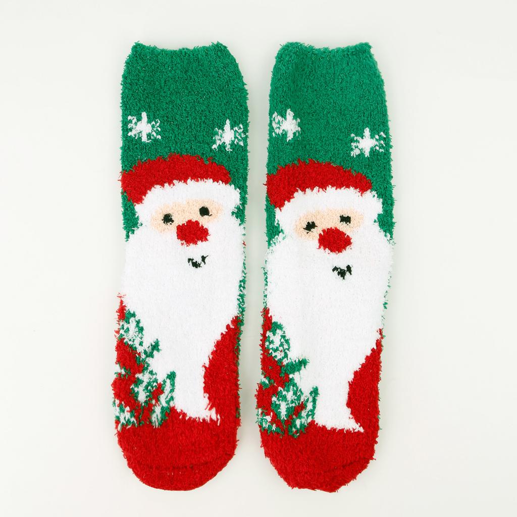 Ladies' Christmas Socks Coral Velvet Socks Cartoon Elk Half Velvet Socks Sleep Floor Socks
