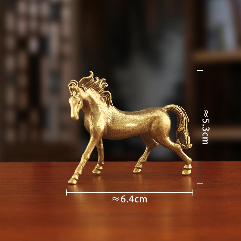 

Creative Brass Small Retro Horse Shape Ornament, Micro Landscape Tea Pet Indoor Desktop Decoration Metal Crafts Accessories, 1Pc