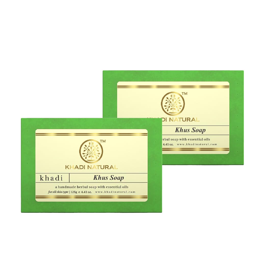 

Khadi Natural Khus Handmade Soap 125 g X Pack Of 2 Cooling Herbal Bath Bar For Gentle Cleansing Refreshing Bath Care For Soft Supple Skin