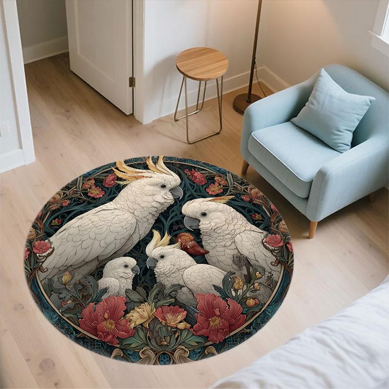 Parrot Theme Pattern Round rug,Carpet Rug for Living Room Bedroom Playroom ,Non-slip Floor Mat,Holiday Gifts and Birthday Gifts.