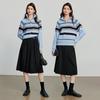 Chuyu Women's Striped Half-Zip Knit Top