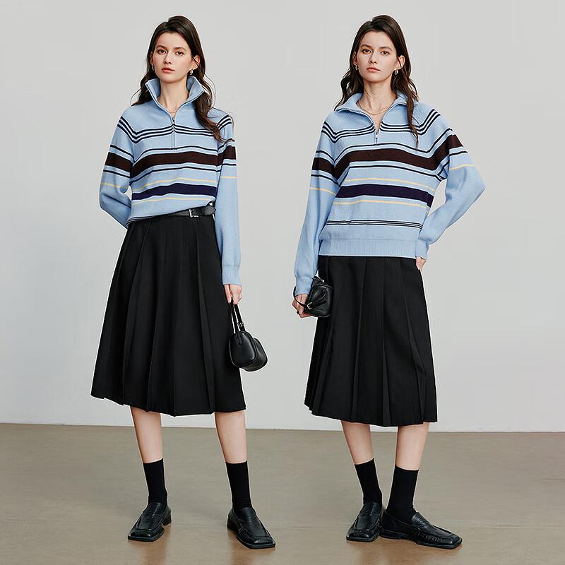 Chuyu Women's Striped Half-Zip Knit Top