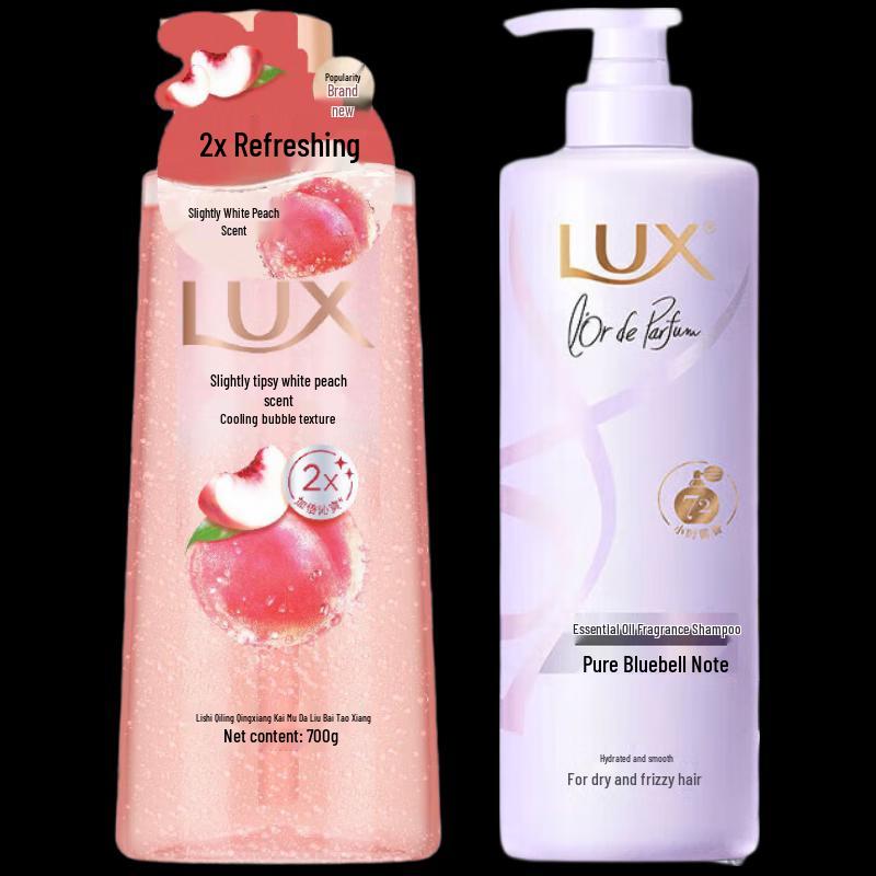 Lux White Peach Body Wash & Bluebell Shampoo Set