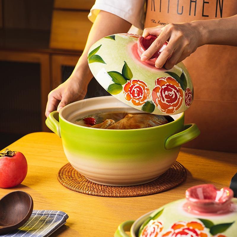 Shancheng rose casserole, gas stove casserole pot, household ceramic pot, soup stew pot, rice pot, high temperature resistance