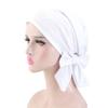 Long Tail Headscarf Hat Solid Color Hijab Caps Fashion Chemo Hat  for Women