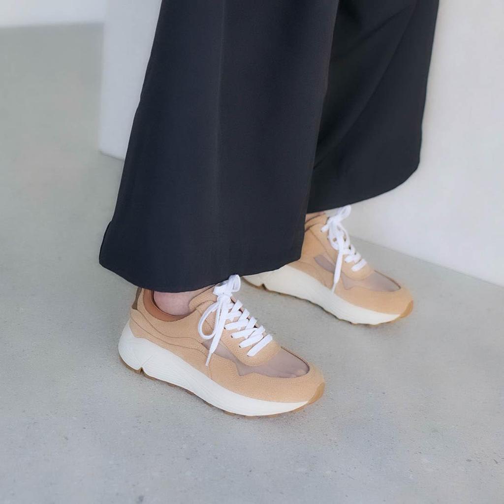 Carino CAUC51106 Women's Beige Combination Sneakers, Size 23.5 Cm