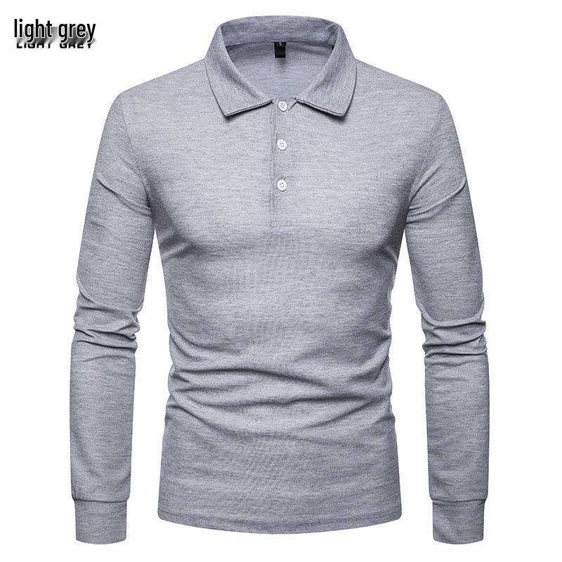 

Autumn/Winter 2026 Men s Slim Fit Long Sleeve Polo with Color Turn-Down Collar Small сірий колір