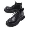 Men's Casual Business Office Platform Boots Lace-up Natural Leather Shoes Cowboy Ankle Boot Black Trendy Autumn Winter Botas Man
