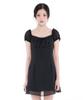 Alkialka Puff Chiffon Mini Dress (Black)