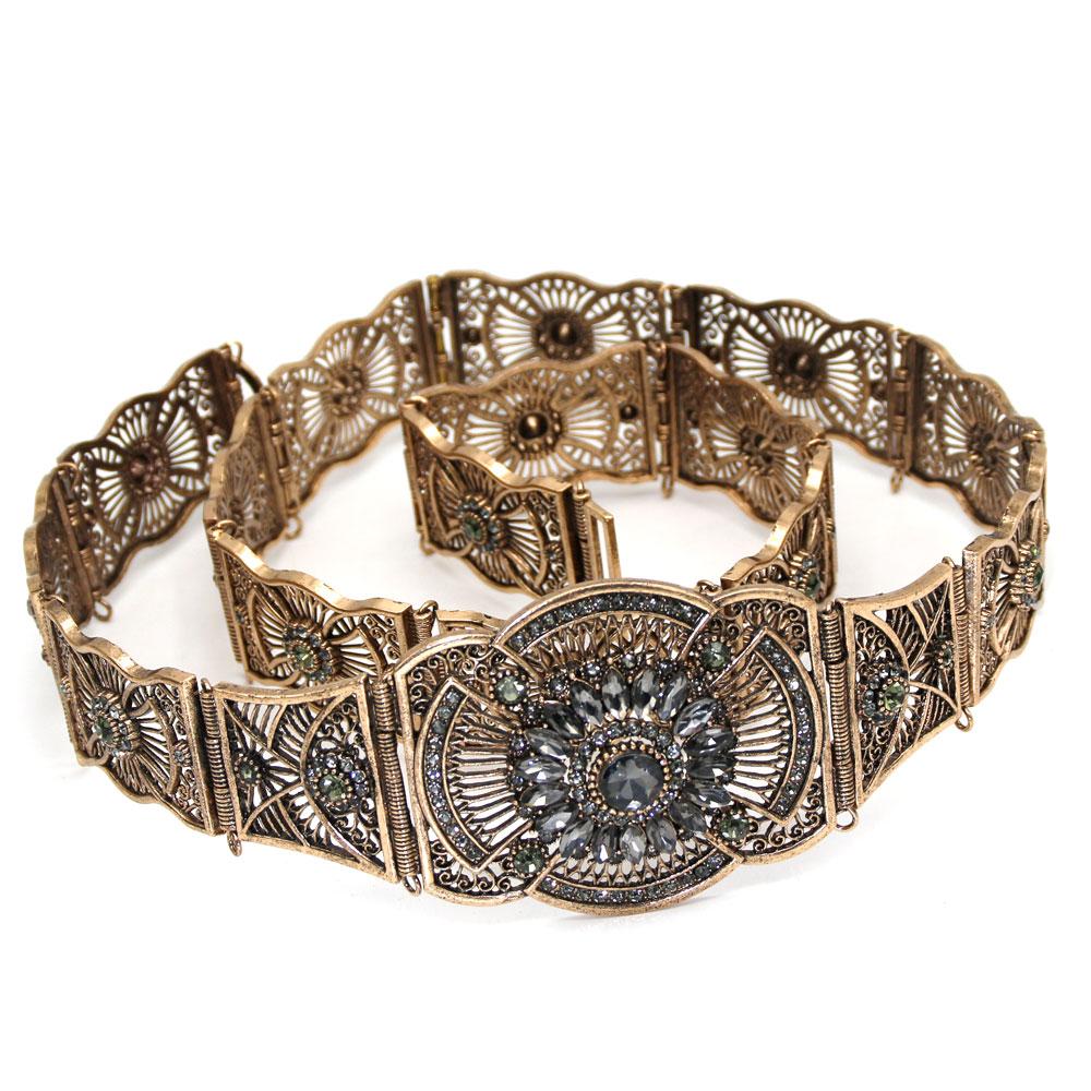 Gold Color Elegant Belt for Women Ethnic Wedding Dress Jewelry Crystal Belly Chain Gift