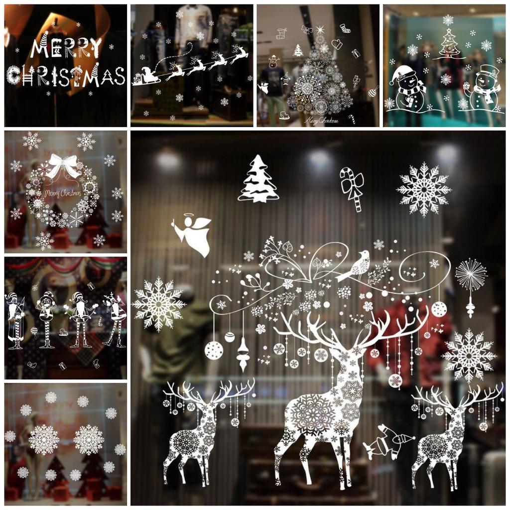 Window Christmas Stickers Xmas Santa Removable Art Decal Wall Home Decor Shop