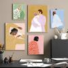 Fashion Girl Retro Sticker Poster Wall Art Home Decoration White Paper Print Art Poster Wall Sticker