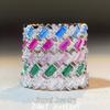Colorful Geometric High Carbon Zircon Diamond Ring, S925 Silver Fashion Style for Women
