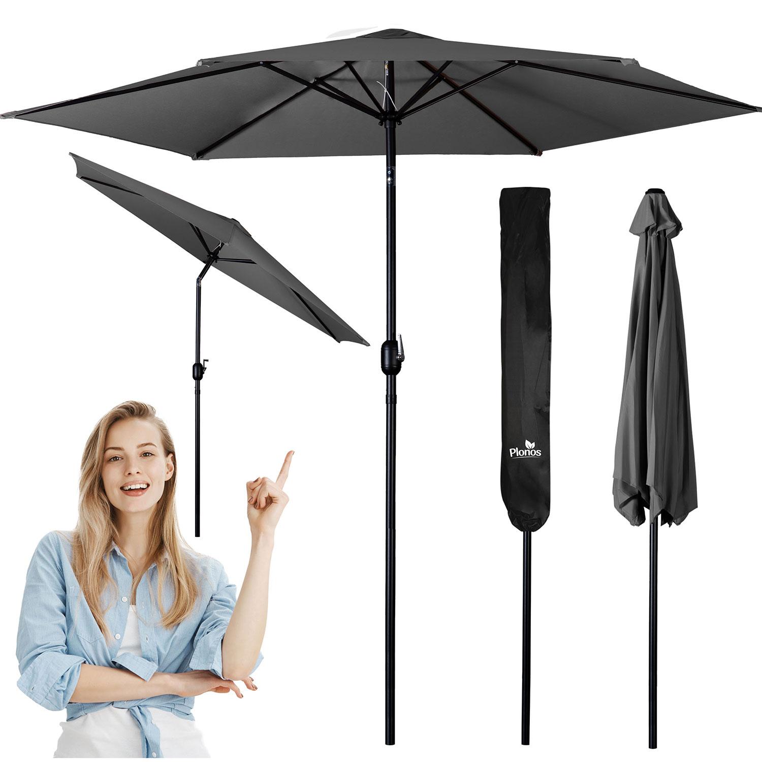Folding garden umbrella, 6 sections, 300 cm, with cover, Plonos PL-884