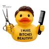 Resin Duck Statue Barber Figurine with Scissors and Comb, Yellow for Salon Decor, Handmade Hair Stylist Gift Creative Hairdresser Gift, Funny