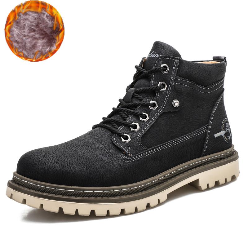 Outdoor Boots Luxury Leather Warm Fur Classic Ankle Boots Outdoor Brand Motorcycle Boots Luxury Shoes for Spring and Autumn