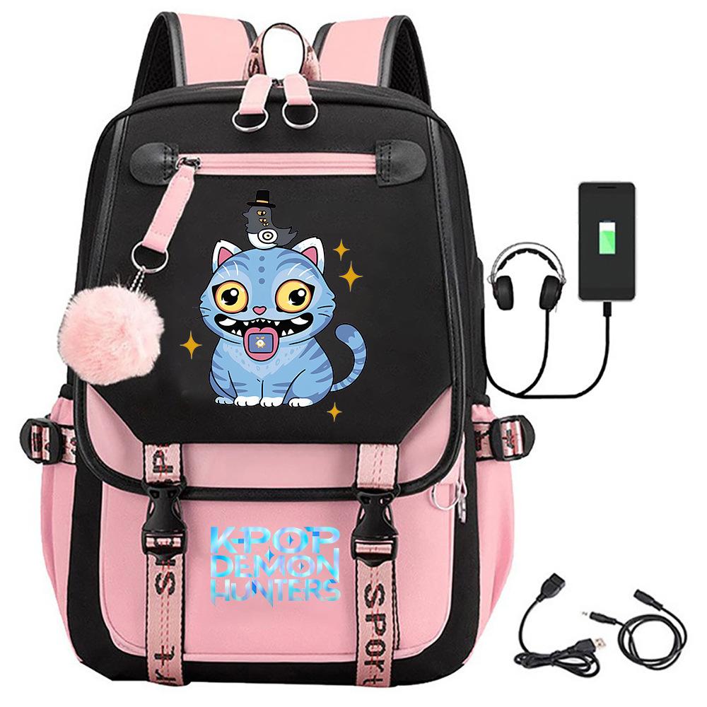 Witch Hunter Cartoon Printing Middle School High School Student School Bag Strap USB Multifunctional Backpack