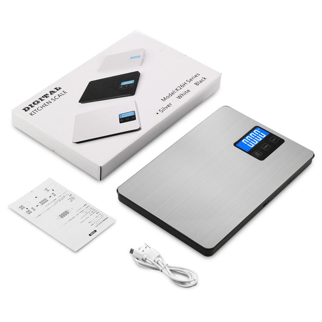 ORIA Digital Scale 15kg/1g Rechargeable Electronic Kitchen Scale High Precision Food Weighing Scale for Baking Cooking