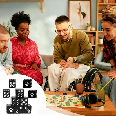 Board Game Dice Prop Cartoon Cute 6-Sided Display Game Playing Board Paw Pattern Dice For Camping Home Picnic Dormitory Travel