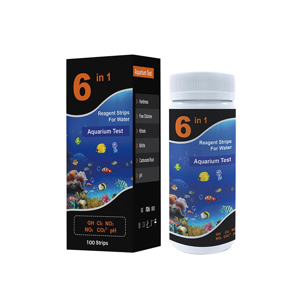 6 In 1 Aquarium Test Strips Aquarium Test Kit For Aquarium Aquarium Test Strips For Testing PH Nitrite Nitrate General & Carbonate Hardness