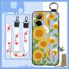 Fashion Design Ring Phone Case For Realme C67 4G Back Cover Kickstand Wrist Strap Anti-dust Anti-knock Soft Case Flower