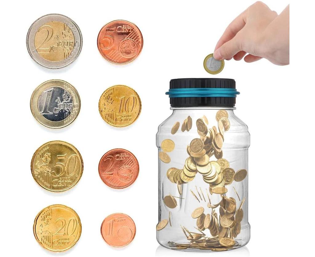 Digital Piggy Bank Counter Automatic Coin Counting Jar Money Saving Box Coin Saving Pot Container (1.8L)