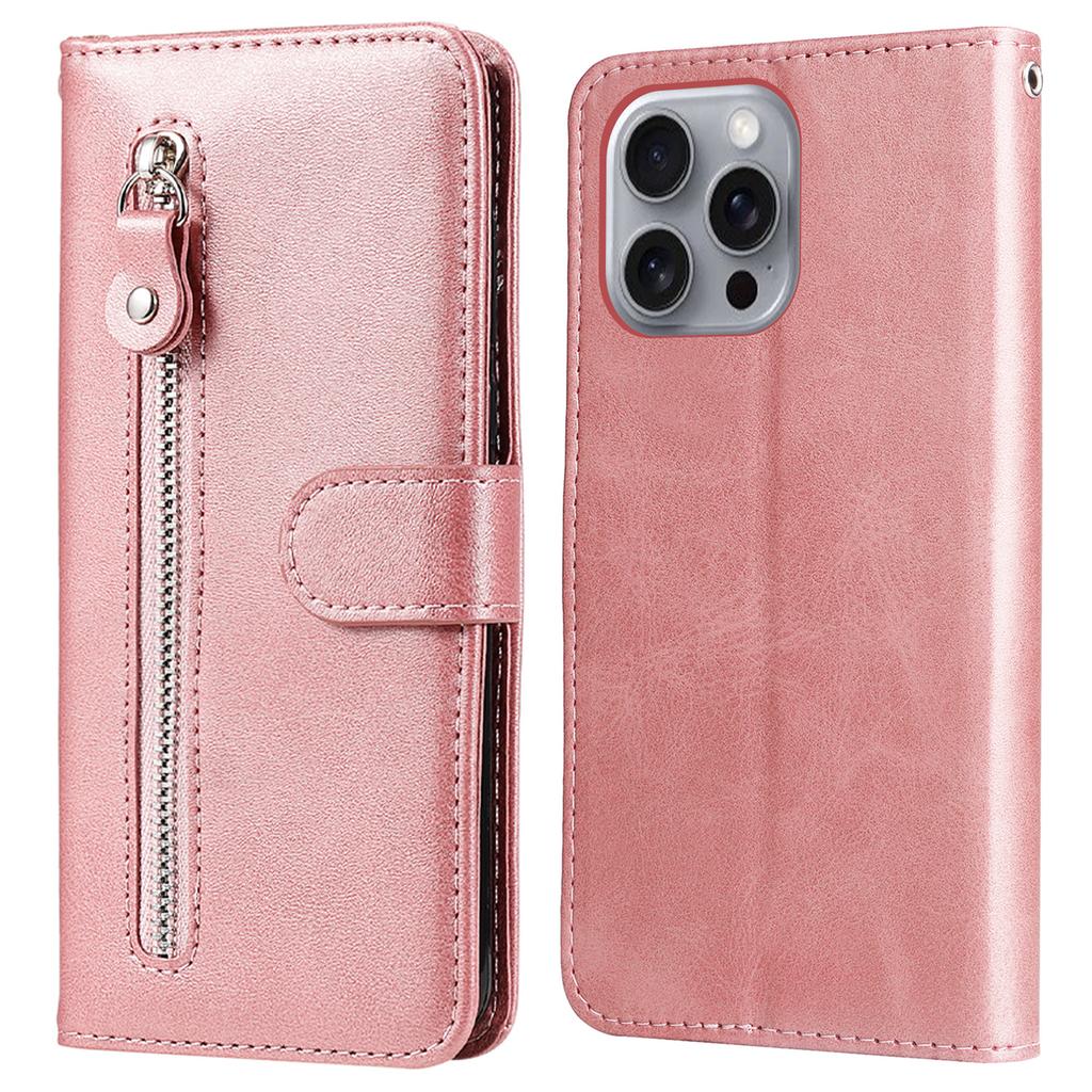 Für iPhone 16 Pro Max Hülle Reißverschlusstasche Flip Stoßfest Leder Handyhülle