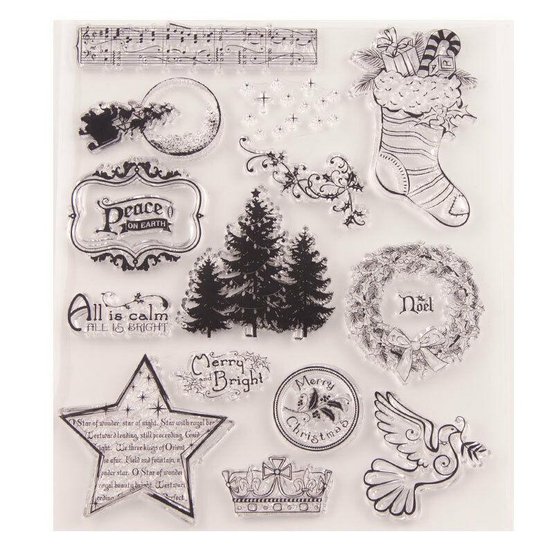 Veselé Vánoce Transparentní silikonová čirá razítka pro těsnění DIY album scrapbooking papírové karty razítko strom girlanda ponožky