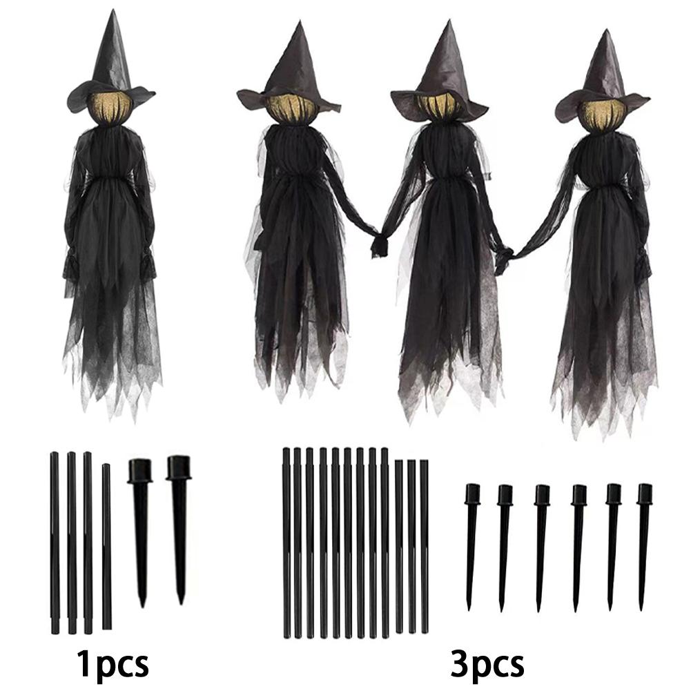 Halloween LED Scream Witch Decor with Voice Control Light Up Screaming Witch Decor Scary Witch Stake Decor for Garden Party