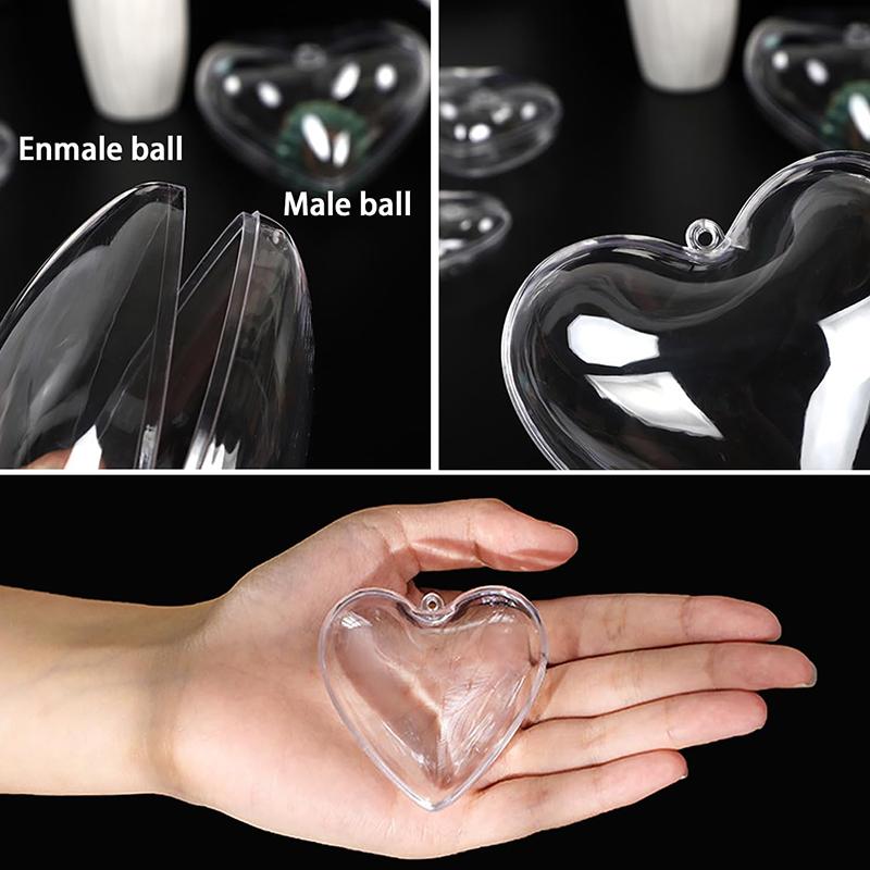WTEMPO Heart Shaped Clear Fillable Ball Decorations DIY Craft Cute Plastic Wedding Hanging Ornament Balls for Christmas Tree Home Decor Birthday Gifts