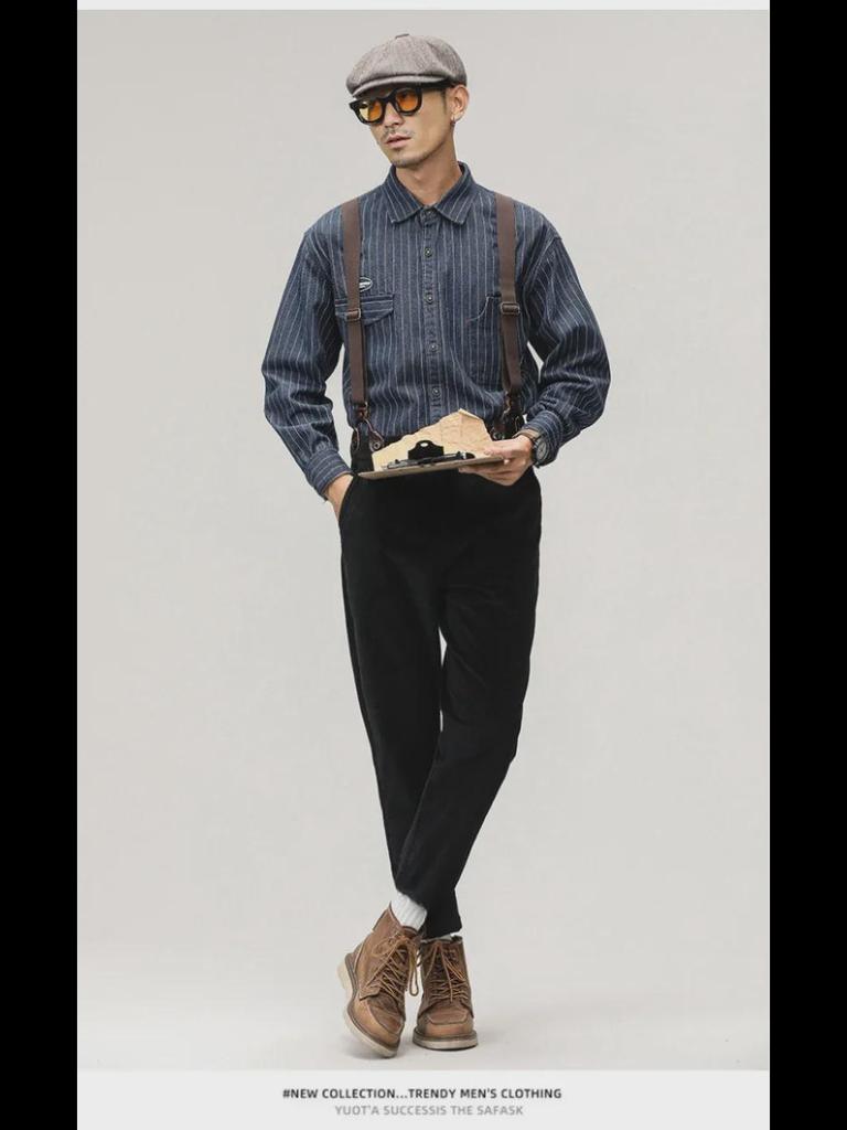 "Męskie spodnie sportowe w stylu retro punkowym - kombinezon w stylu brytyjskim"