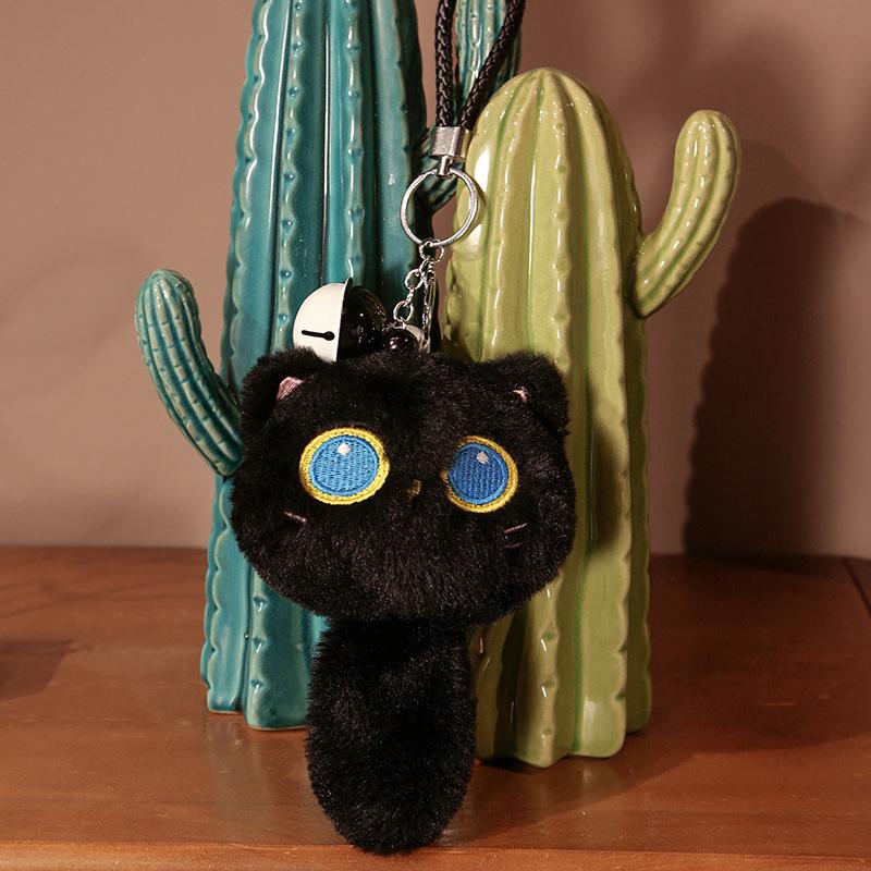 Kawaii Big Size Black Cat Plush Pillow Toys Cartoon Animal Dolls Lovely Kitten Keychain Pendant Toy For Children Kids Birthday