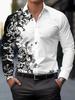 Camicie da uomo alla moda con stampa, per primavera e autunno, casual, traspiranti, con colletto, bottoni, manica lunga