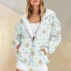 Hanorac Casual cu Imprimeu Floral pentru Femei Jachetă cu Fermoar cu Mânecă Lungă Îmbrăcăminte Sport Îmbrăcăminte Exterioară Buzunar Cardigan Modă Toamnă Iarnă