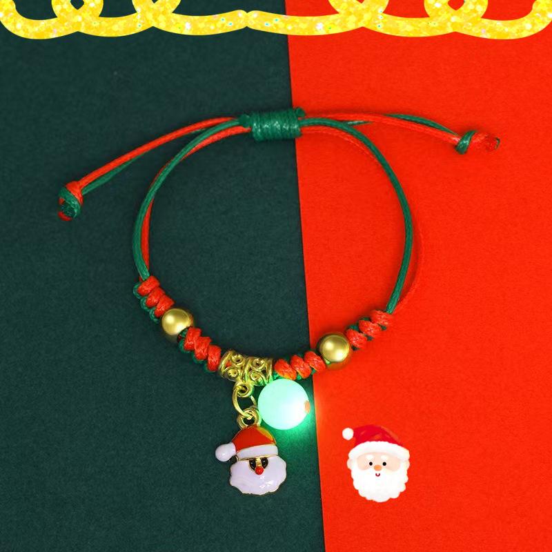 2025 Trendy Christmas Pendant Hand Rope with Santa Claus and Bell